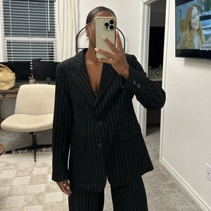 GAP Pinstripe Blazer – Black with White Stripes (Size M)